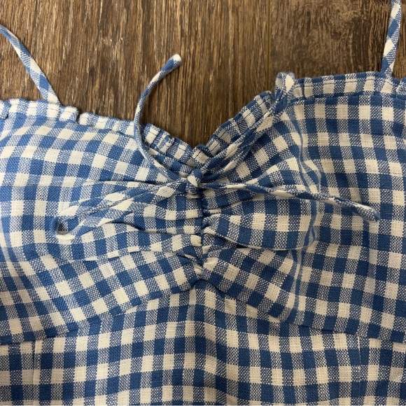 💔SOLD 💔Reformation blue gingham check tie strap tank top - Picture 3 of 5